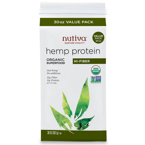 Nutiva, Organic Hemp Protein, Hi-Fiber, 1.87 lbs (851 g) فوائد