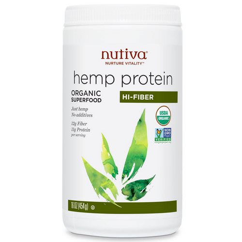 Nutiva, Organic Hemp Protein, Hi-Fiber, 16 oz (454 g) فوائد
