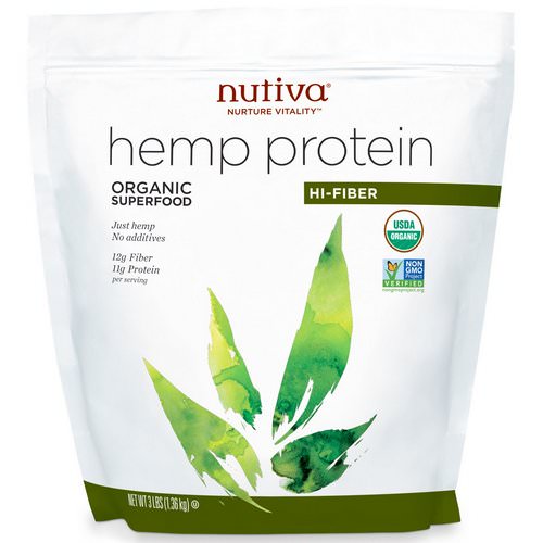 Nutiva, Organic, Hemp Protein Hi-Fiber, 3 lbs (1.36 kg) فوائد