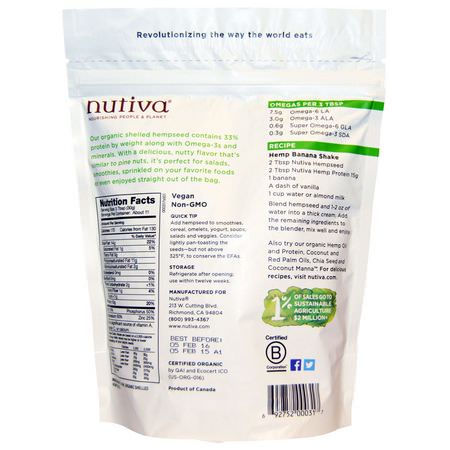 Nutiva, Organic Hemp Seed Raw Shelled, 12 oz (340 g):بذ,ر القنب
