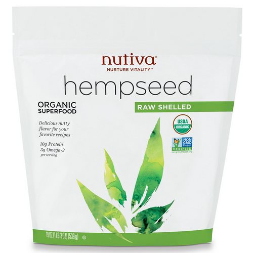 Nutiva, Organic Hemp Seed, Raw Shelled, 19 oz (539 g) فوائد
