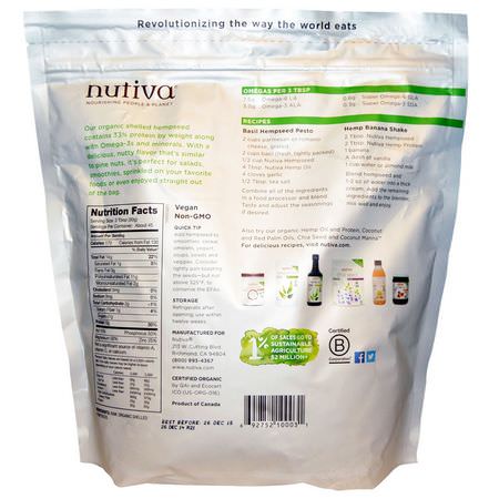 Nutiva, Organic Hemp Seed Raw Shelled, 3 lbs (1.36 kg):بذ,ر القنب