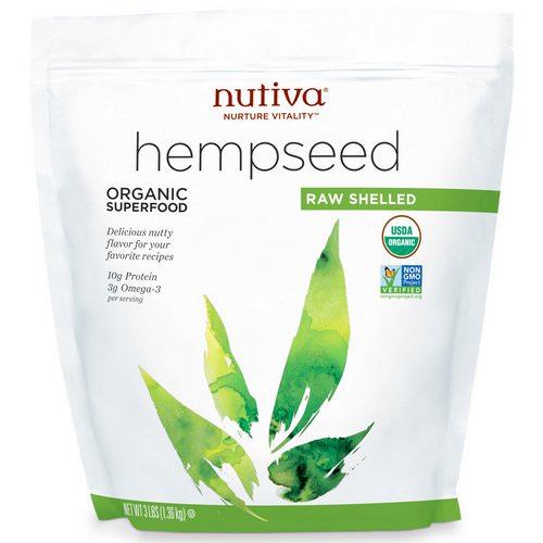 Nutiva, Organic Hemp Seed Raw Shelled, 3 lbs (1.36 kg) فوائد