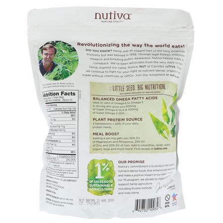 Nutiva, Organic Hempseed, Raw Shelled, 1.5 lbs (680 g):بذ,ر القنب