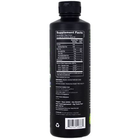 Nutiva, Organic MCT Oil From Coconut, Unflavored, 16 fl oz (473 ml):زيت MCT, ال,زن