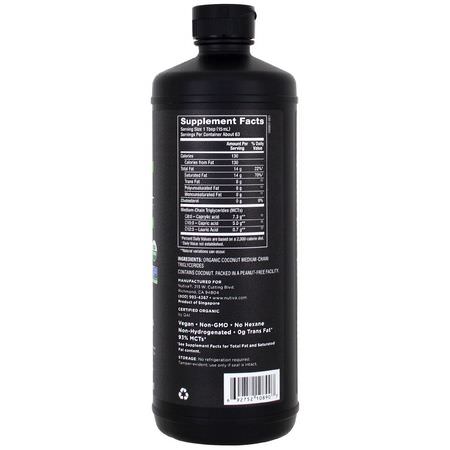 Nutiva, Organic MCT Oil From Coconut, Unflavored, 32 fl oz (946 ml):زيت MCT, ال,زن