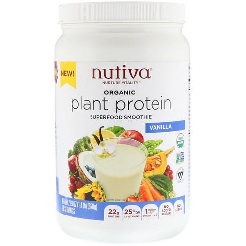 Nutiva, Organic Plant Protein, Vanilla, 1.4 lb (620 g) فوائد