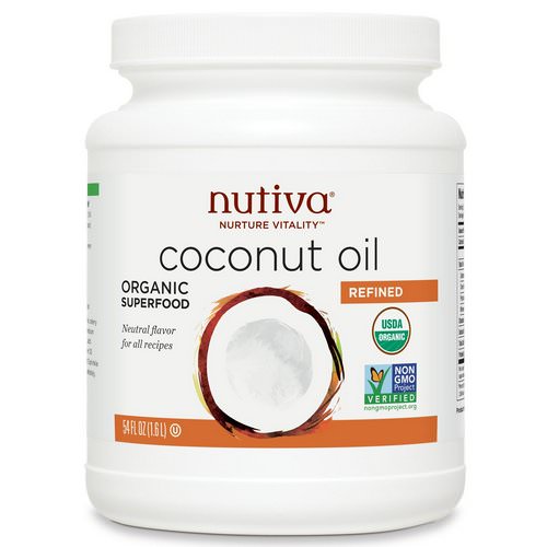Nutiva, Organic Coconut Oil, Refined, 54 fl oz (1.6 l) فوائد