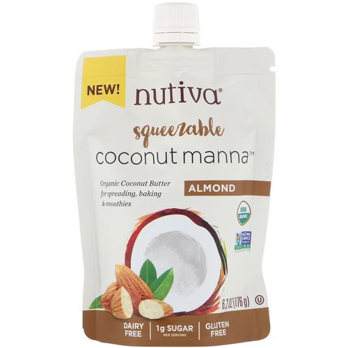 Nutiva, Organic Squeezable, Coconut Manna, Almond, 6.2 oz (176 g) فوائد