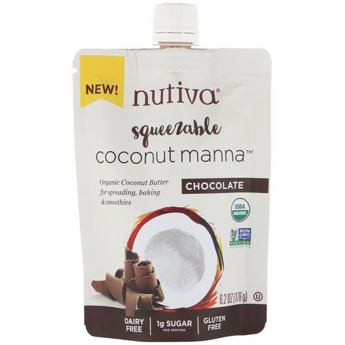 Nutiva, Organic Squeezable, Coconut Manna, Chocolate, 6.2 oz (176 g) فوائد