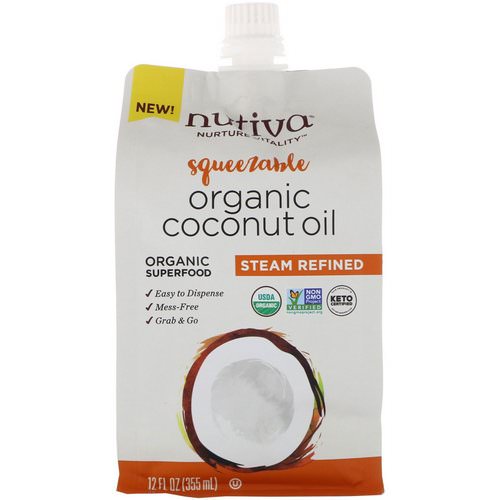 Nutiva, Organic Squeezable, Steam Refined Coconut Oil, 12 fl oz (355 ml) فوائد