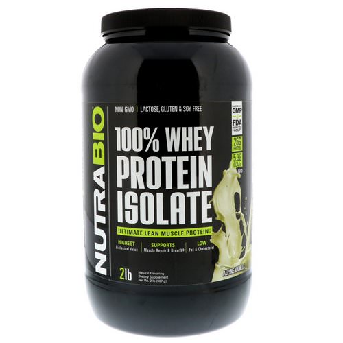 NutraBio Labs, 100% Whey Protein Isolate, Alpine Vanilla, 2 lbs (907 g) فوائد