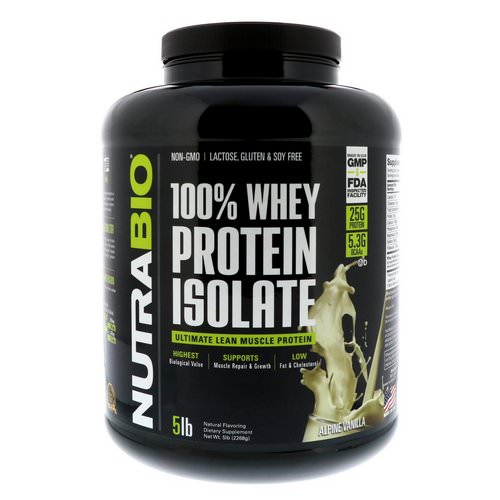 NutraBio Labs, 100% Whey Protein Isolate, Alpine Vanilla, 5 lbs (2268 g) فوائد