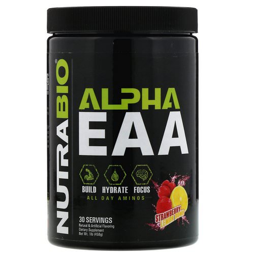 NutraBio Labs, Alpha EAA, Strawberry Lemon Bomb, 1 lb (458 g) فوائد