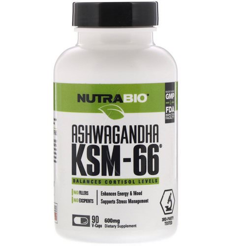 NutraBio Labs, Ashwagandha KSM-66, 600 mg, 90 V-Caps فوائد