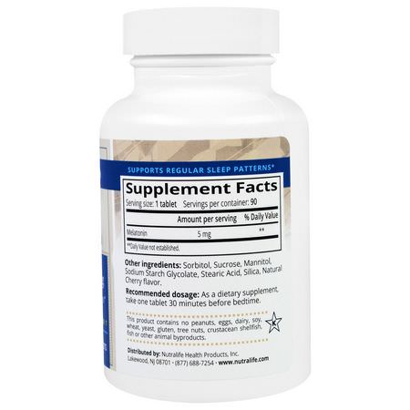 NutraLife, Melatonin, 5 mg, 90 Easy Chew Tablets:الميلات,نين, الن,م
