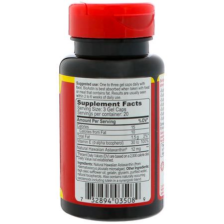 Nutrex Hawaii, BioAstin, Hawaiian Astaxanthin, 4 mg, 60 Gel Caps:أستازانتين, مضادات الأكسدة