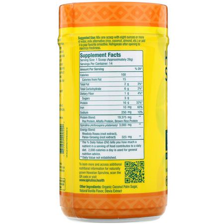 Nutrex Hawaii, Hawaiian Spirulina, Protein Shake, Natural Vanilla, 12.8 oz (364 g):البر,تين النباتي, المصنع