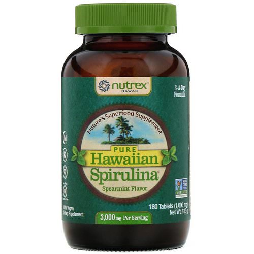 Nutrex Hawaii, Pure Hawaiian Spirulina, Spearmint, 1,000 mg, 180 Tablets فوائد