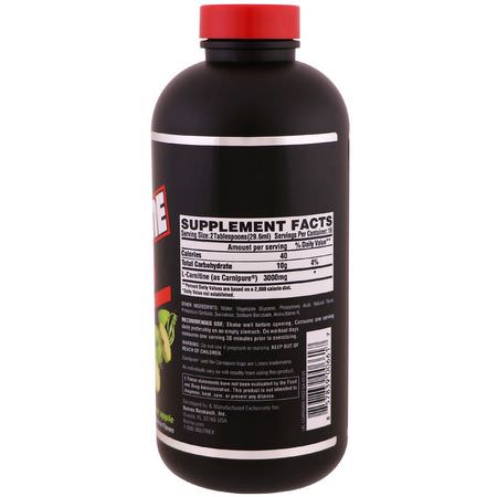 Nutrex Research, Liquid Carnitine 3000, Green Apple, 16 fl oz (473 ml):L-Carnitine,الأحماض الأمينية