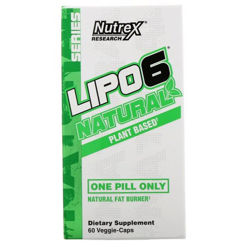 Nutrex Research, Natural Series, Lipo-6 Natural Fat Burner, Plant Based, 60 Veggie-Caps فوائد