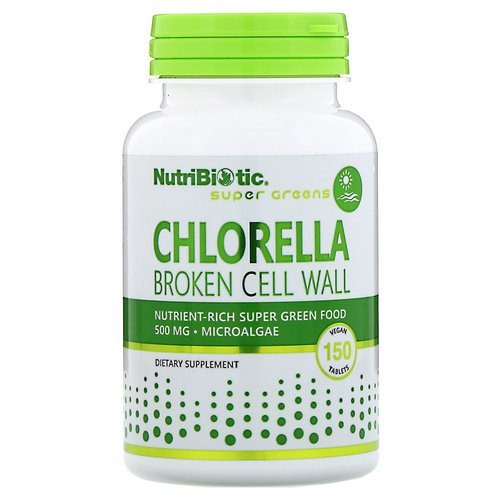 NutriBiotic, Super Greens, Chlorella, 500 mg, 150 Vegan Tablets فوائد