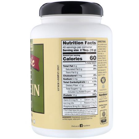 NutriBiotic, Raw Organic Rice Protein, Plain, 1 lb 5 oz (600 g):بر,تين الأرز, البر,تين النباتي