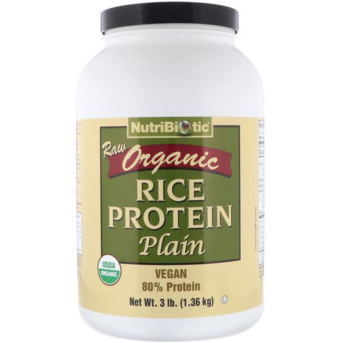 NutriBiotic, Raw Organic Rice Protein, Plain, 3 lbs (1.36 kg) فوائد