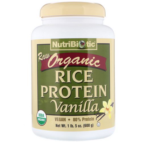 NutriBiotic, Raw Organic Rice Protein, Vanilla, 1.3 lbs (600 g) فوائد