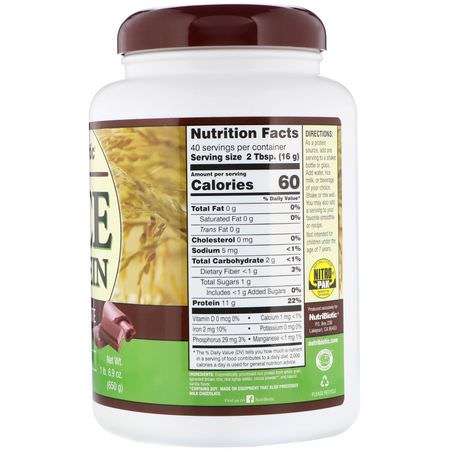 NutriBiotic, Raw Rice Protein, Chocolate, 1.43 lbs (650 g):بر,تين الأرز, البر,تين النباتي
