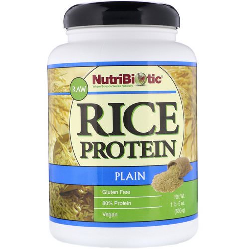 NutriBiotic, Raw Rice Protein, Plain, 1 lb. 5 oz (600 g) فوائد