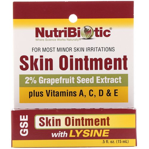 NutriBiotic, Skin Ointment, 2% Grapefruit Seed Extract with Lysine, .5 fl oz (15 ml) فوائد