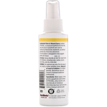 NutriBiotic, Skin & Wound Spray with Grapefruit Seed Extract, 4 fl oz (118 ml):علاج البشرة, المراهم