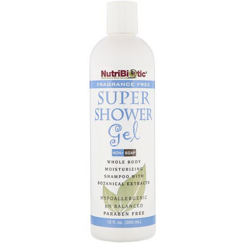 NutriBiotic, Super Shower Gel, Non-Soap, Fragrance Free, 12 fl oz (355 ml) فوائد