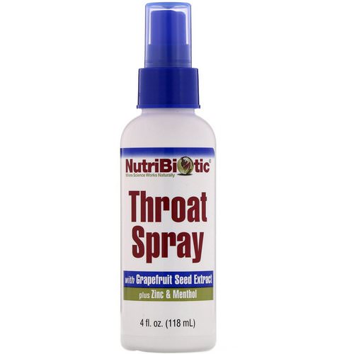 NutriBiotic, Throat Spray with Grapefruit Seed Extract plus Zinc & Menthol, 4 fl oz (118 ml) فوائد