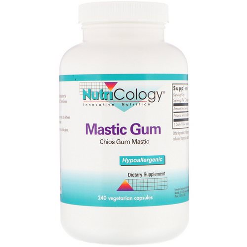 Nutricology, Mastic Gum, Chios Gum Mastic, 240 Vegetarian Capsules فوائد