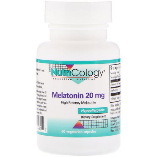 Nutricology, Melatonin, 20 mg, 60 Vegetarian Capsules فوائد