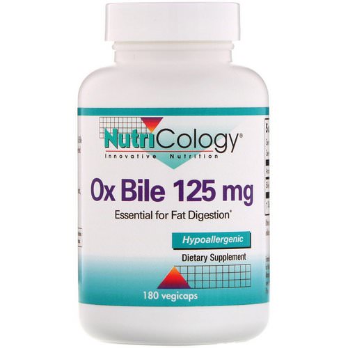 Nutricology, Ox Bile, 125 mg, 180 Vegicaps فوائد