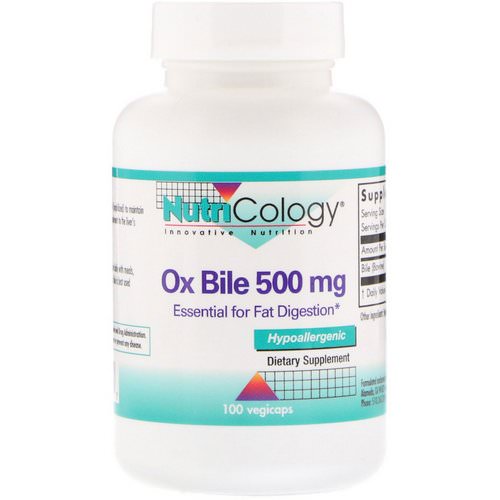 Nutricology, Ox Bile, 500 mg, 100 Vegicaps فوائد