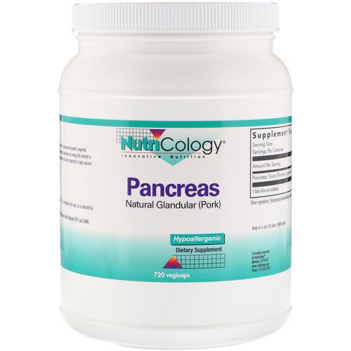 Nutricology, Pancreas, Natural Glandular (Pork), 720 Vegicaps فوائد