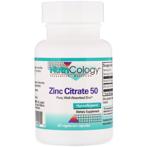 Nutricology, Zinc Citrate 50, 60 Vegetarian Capsules فوائد