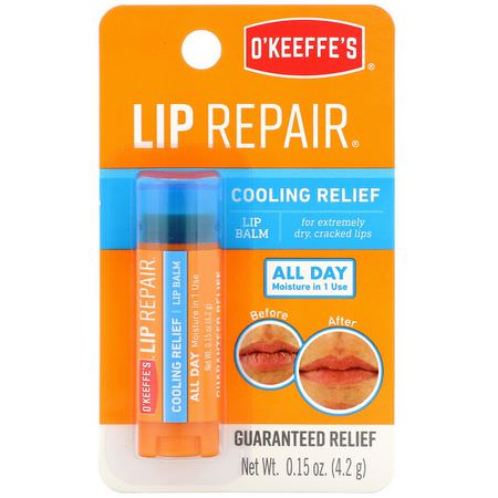 O'Keeffe's, Lip Repair, Cooling Relief, Lip Balm, 0.15 oz (4.2 g):مرطب الشفاه, العناية بالشفاه