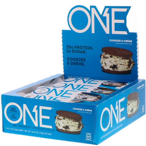 One Brands, One Bar, Cookies & Cream, 12 Bars, 2.12 oz (60 g) Each فوائد