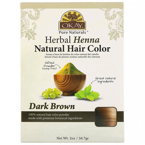 Okay, Herbal Henna Natural Hair Color, Dark Brown, 2 oz (56.7 g) فوائد