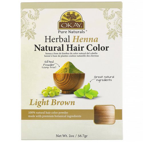 Okay, Herbal Henna Natural Hair Color, Light Brown, 2 oz (56.7 g) فوائد