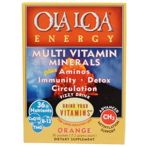 Ola Loa, Energy, Multi Vitamin, Orange, 30 Packets, (7.2 g) Each فوائد