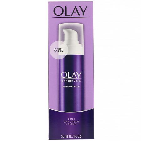 Olay, Age Defying, Anti-Wrinkle, 2-in-1 Day Cream + Serum, 1.7 fl oz (50 ml):الأمصال, العلاجات