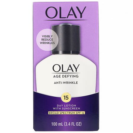 Olay, Age Defying, Anti-Wrinkle, Day Lotion with Sunscreen, SPF 15, 3.4 fl oz (100 ml):ال,جه ,اقية من الشمس, العناية بالشمس