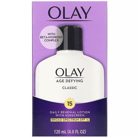 Olay, Age Defying, Classic, Daily Renewal Lotion with Sunscreen, SPF 15, 4 fl oz (120 ml):مرطب لل,جه, العناية بالبشرة