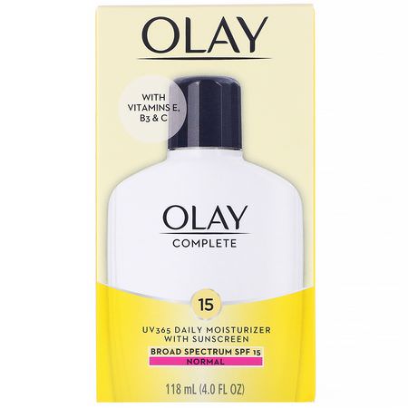 Olay, Complete, UV365 Daily Moisturizer, SPF 15, Normal, 4.0 fl oz (118 ml):ال,جه ,اقية من الشمس, العناية بالشمس